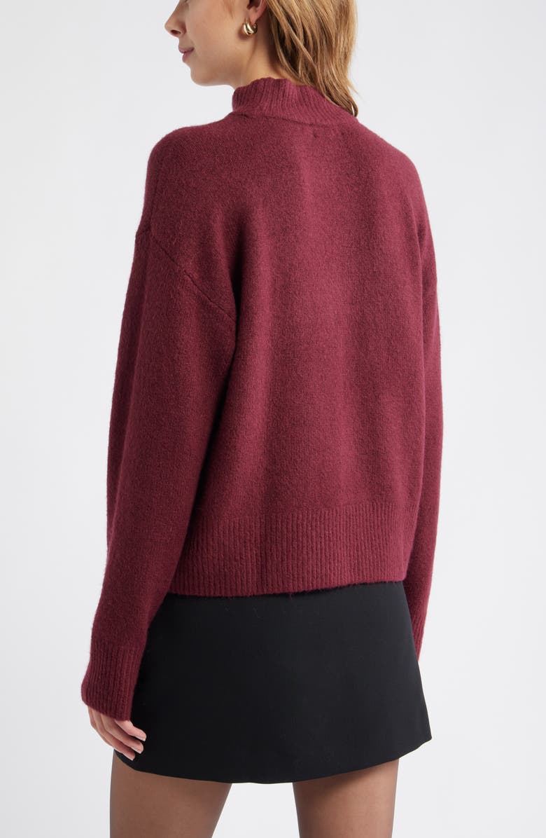 Open Edit Boxy Mock Neck Sweater, Alternate, color, Burgundy Tannin