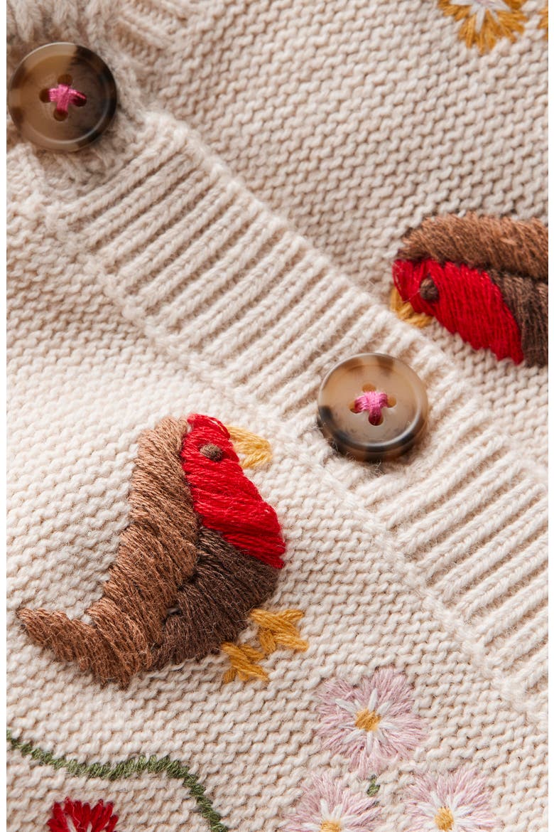 Kids' Floral Embroidered Cotton Cardigan, Alternate, color, OATMEAL MARL