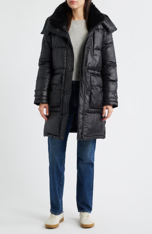 Sam Edelman Puffer Coat With Removable Hood In Black