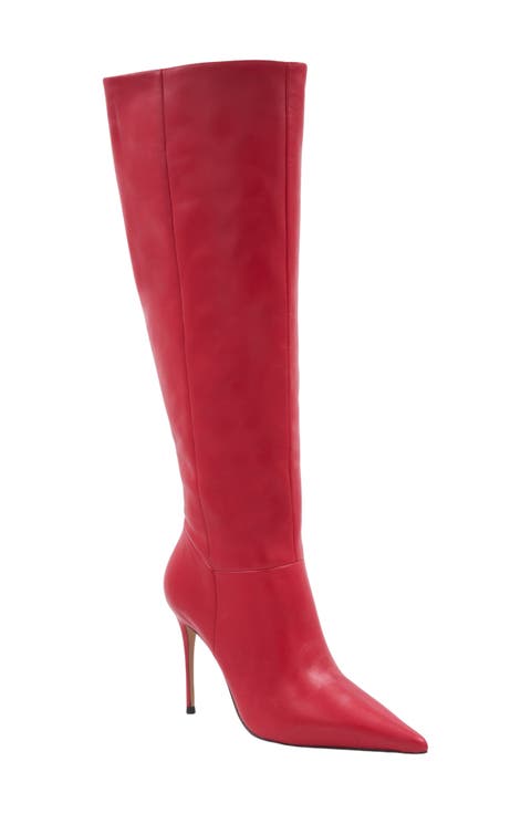 Imani Leather Pointed Toe Knee High Boot