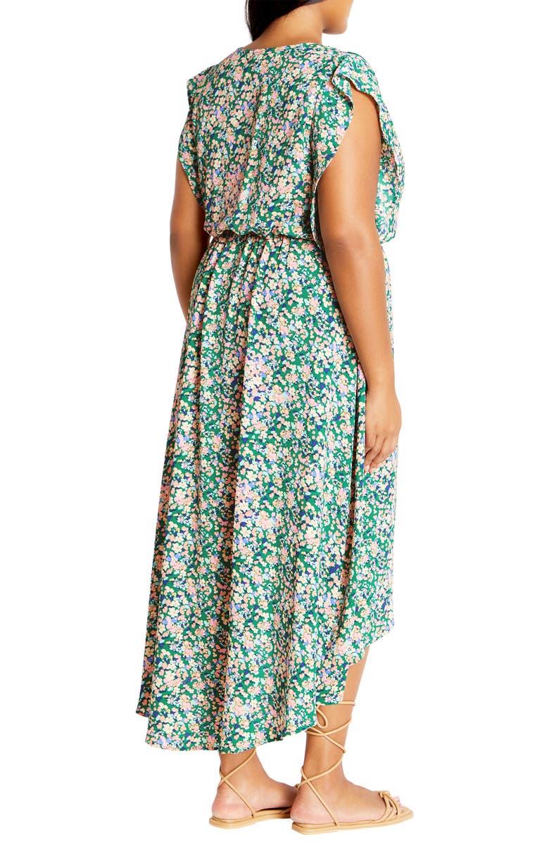 City Chic Ditsy Floral Wrap Front Maxi Dress, Alternate, color, 