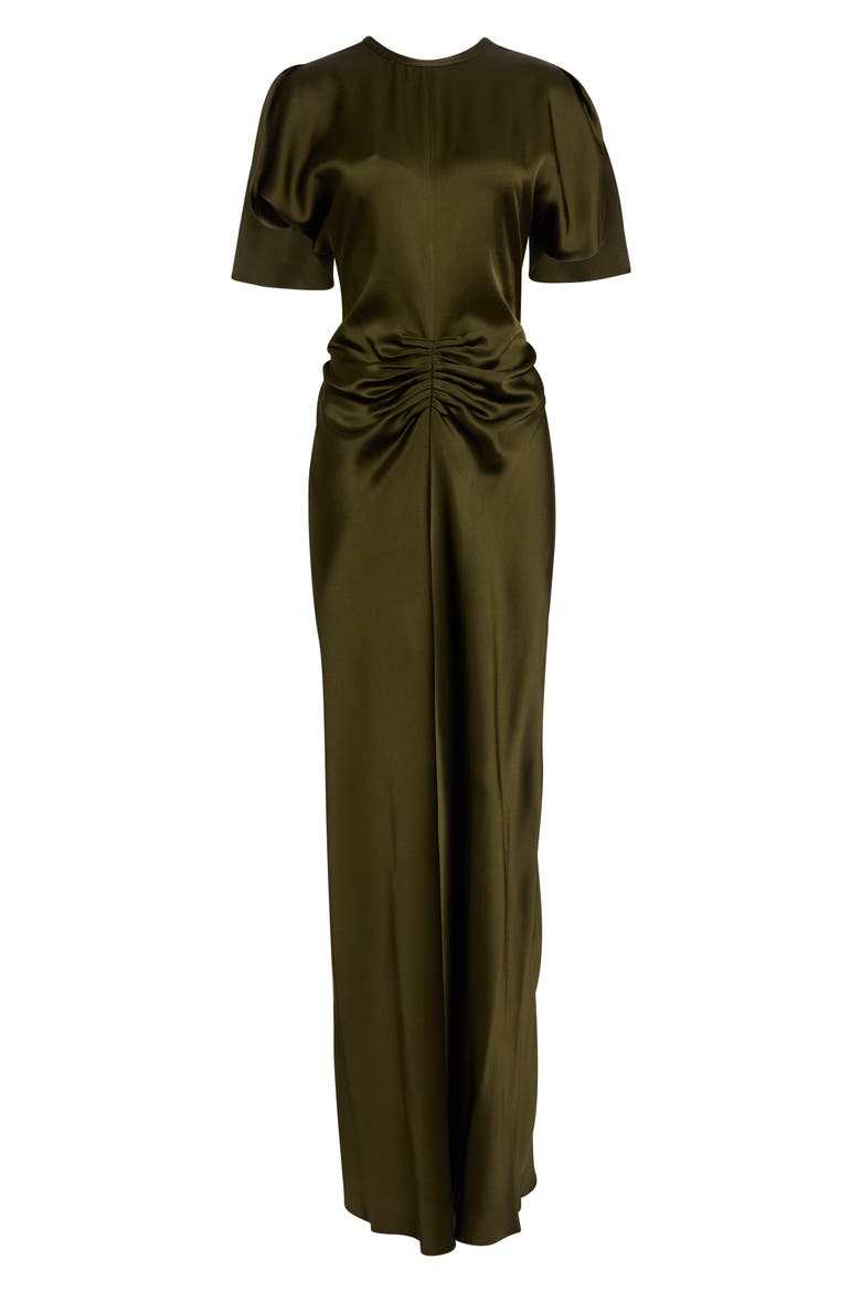 Isabella Short Sleeve Column Gown, Alternate, color, MARSH GREEN