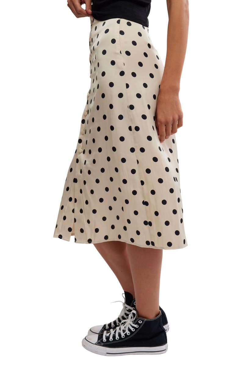 Free People Analise Polka Dot Button-Up Midi Skirt, Alternate, color, 
