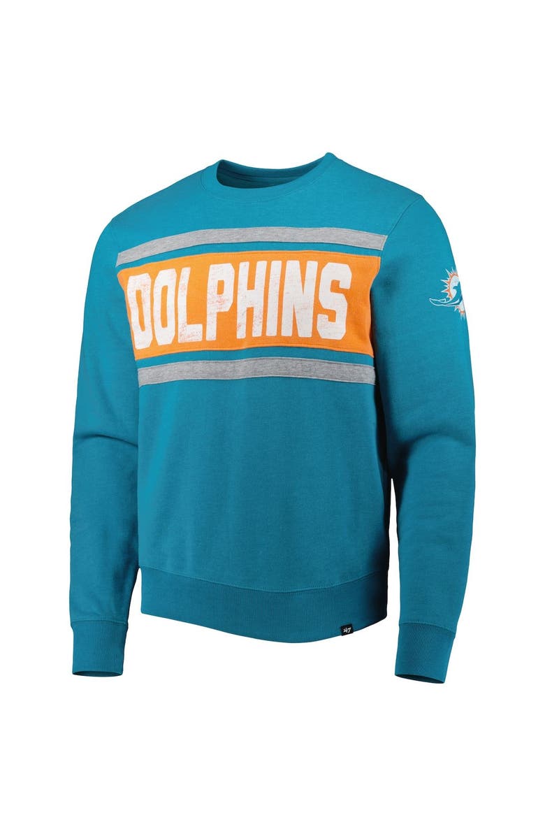 '47 Men's '47 Heathered Aqua Miami Dolphins Bypass Tribeca Pullover Sweatshirt, Alternate, color, 
