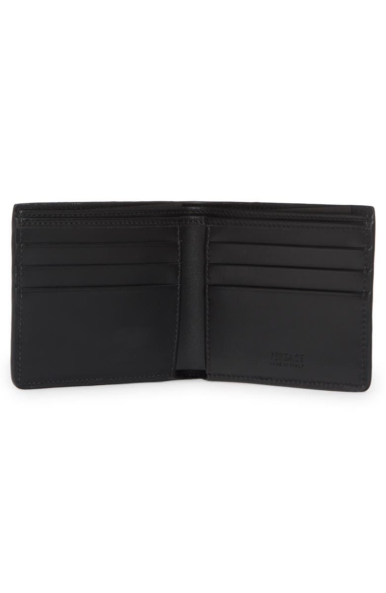Versace Greca Monogram Faux Leather Wallet, Alternate, color, 
