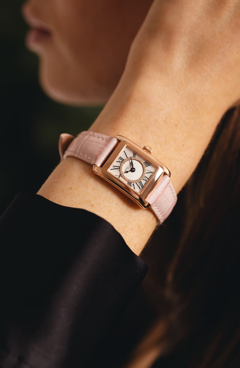 FREDERIQUE CONSTANT Classic Leather Strap Watch, 21mm x 23mm, Alternate, color, 