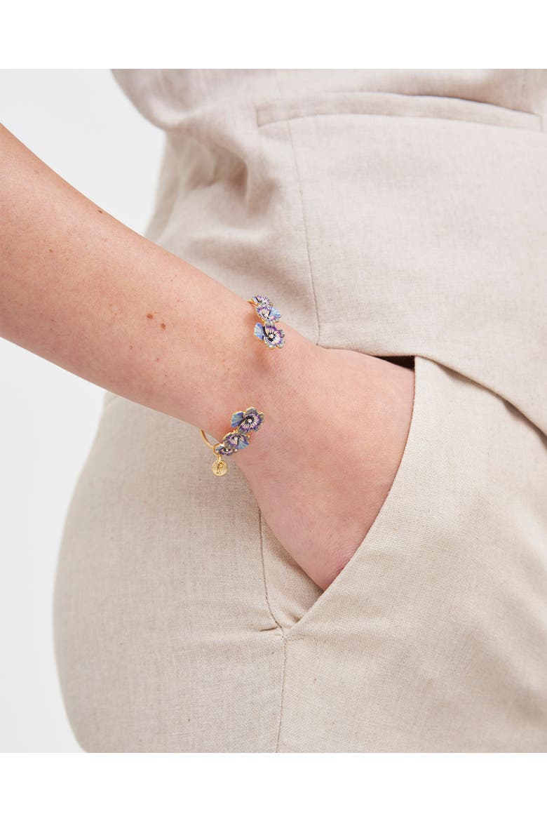 Pansy & Pearl Bangle, Alternate, color, Gold