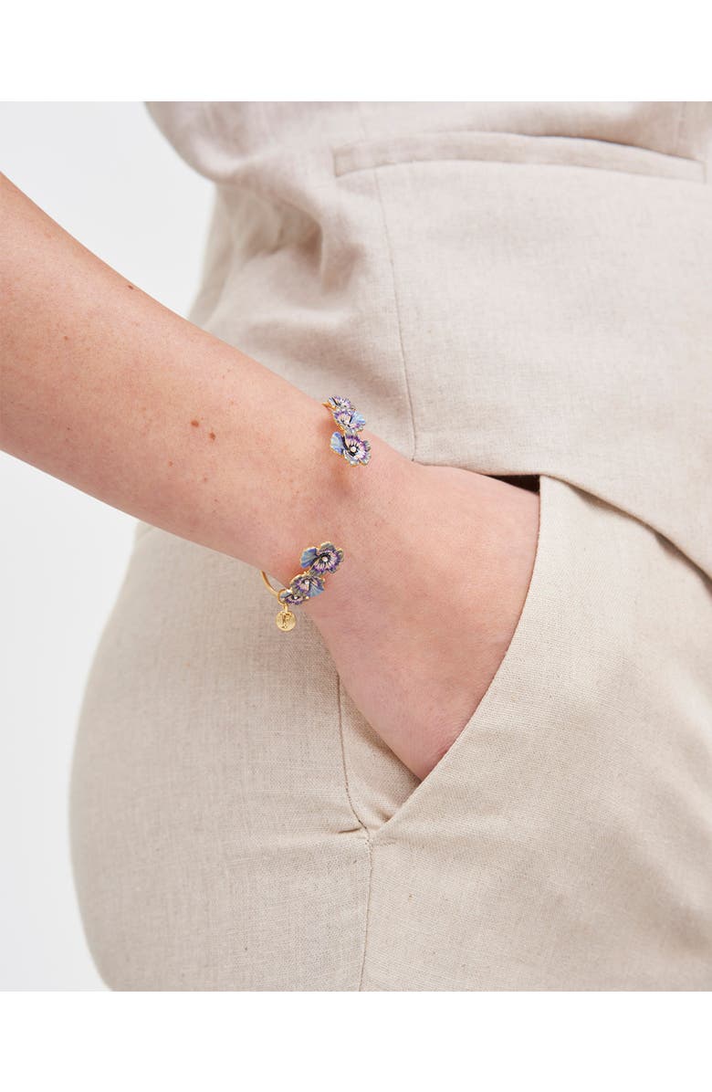 Fable England Pansy & Pearl Bangle, Alternate, color, Gold