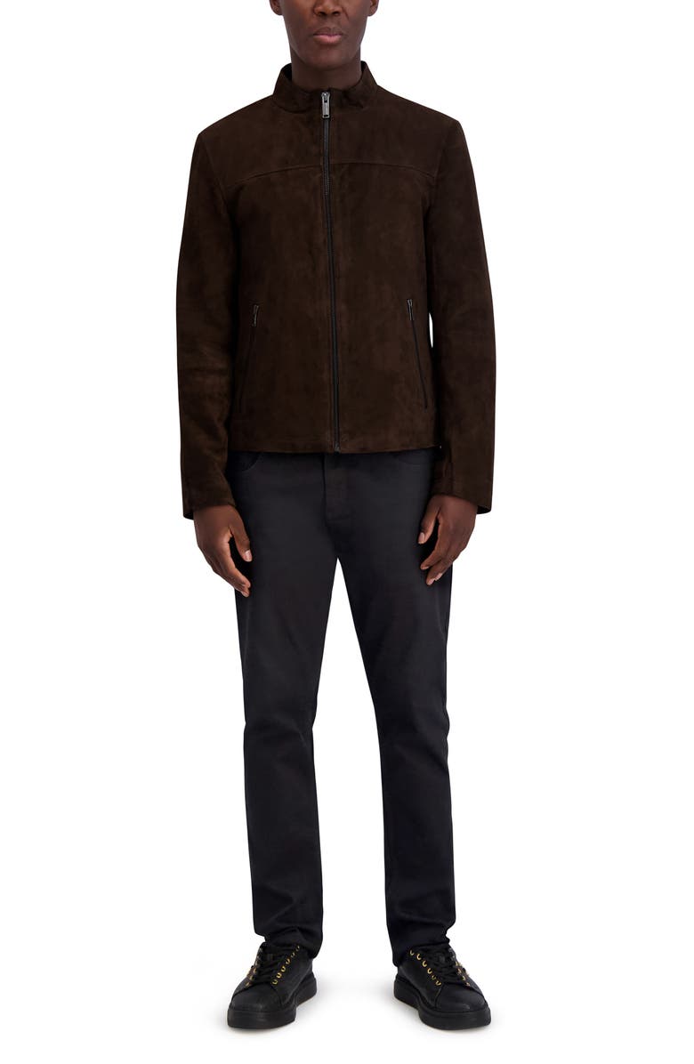 KARL LAGERFELD Suede Zip Jacket, Alternate, color, Brown