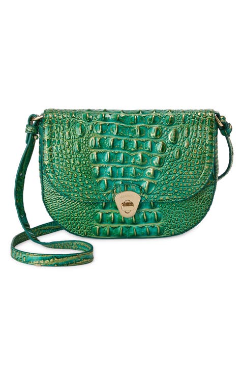 Portia Croc Embossed Leather Crossbody Bag