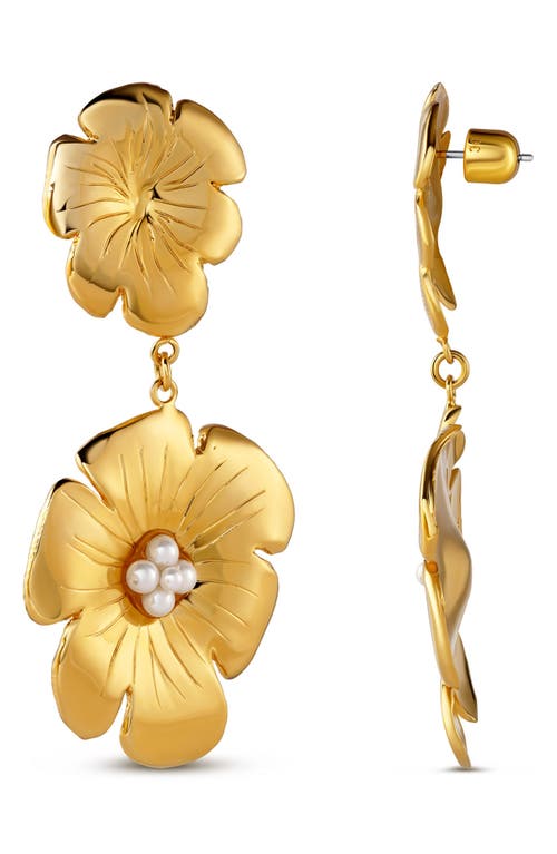 Christina Caruso Double Poppy Drop Earrings In 14k Gold