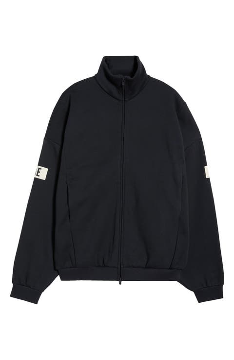 Logo Graphic Relaxed Fit Drop Shoulder Track Jacket