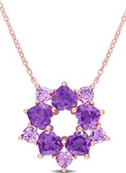 DELMAR Sterling Silver Amethyst Heart Open Circle Pendant Necklace