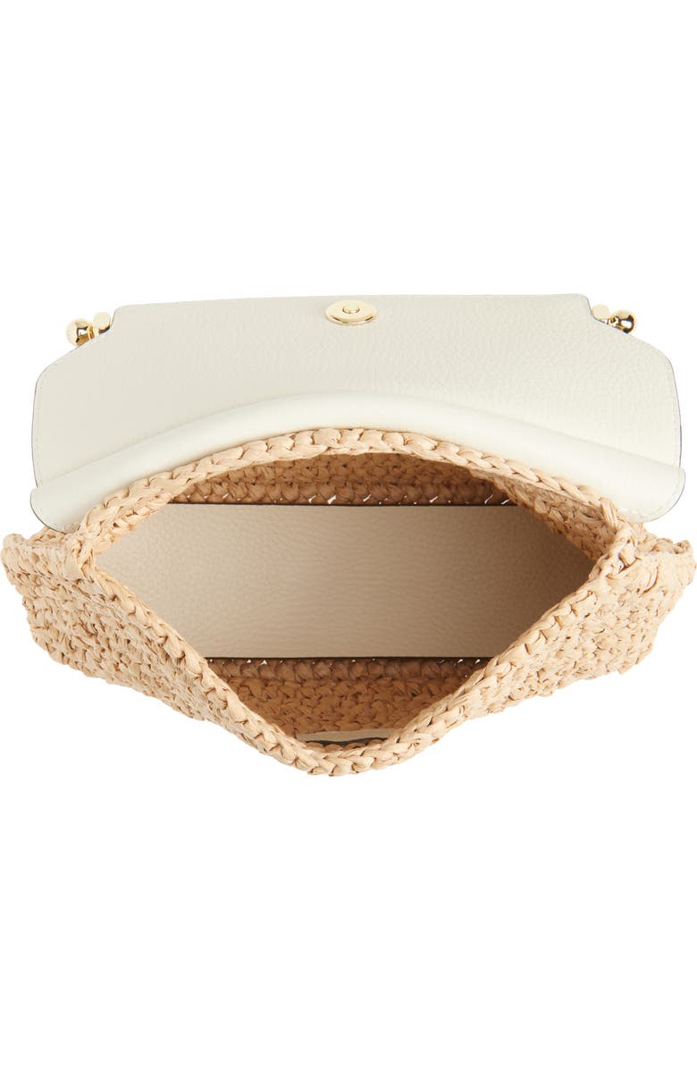 Strathberry Stylist Raffia & Leather Clutch, Alternate, color, Vanilla