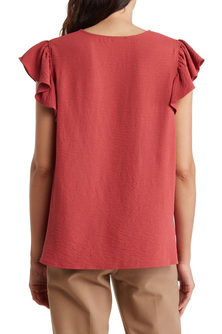 Flutter Sleeve Crinkled Satin Blouse, Alternate, color, ROSE