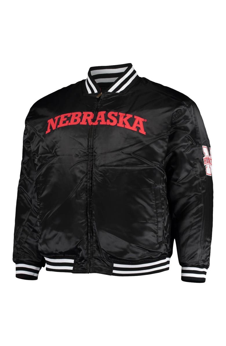 PROFILE Men's Scarlet/Black Nebraska Huskers Big & Tall Reversible Satin Full-Zip Jacket, Alternate, color, Black