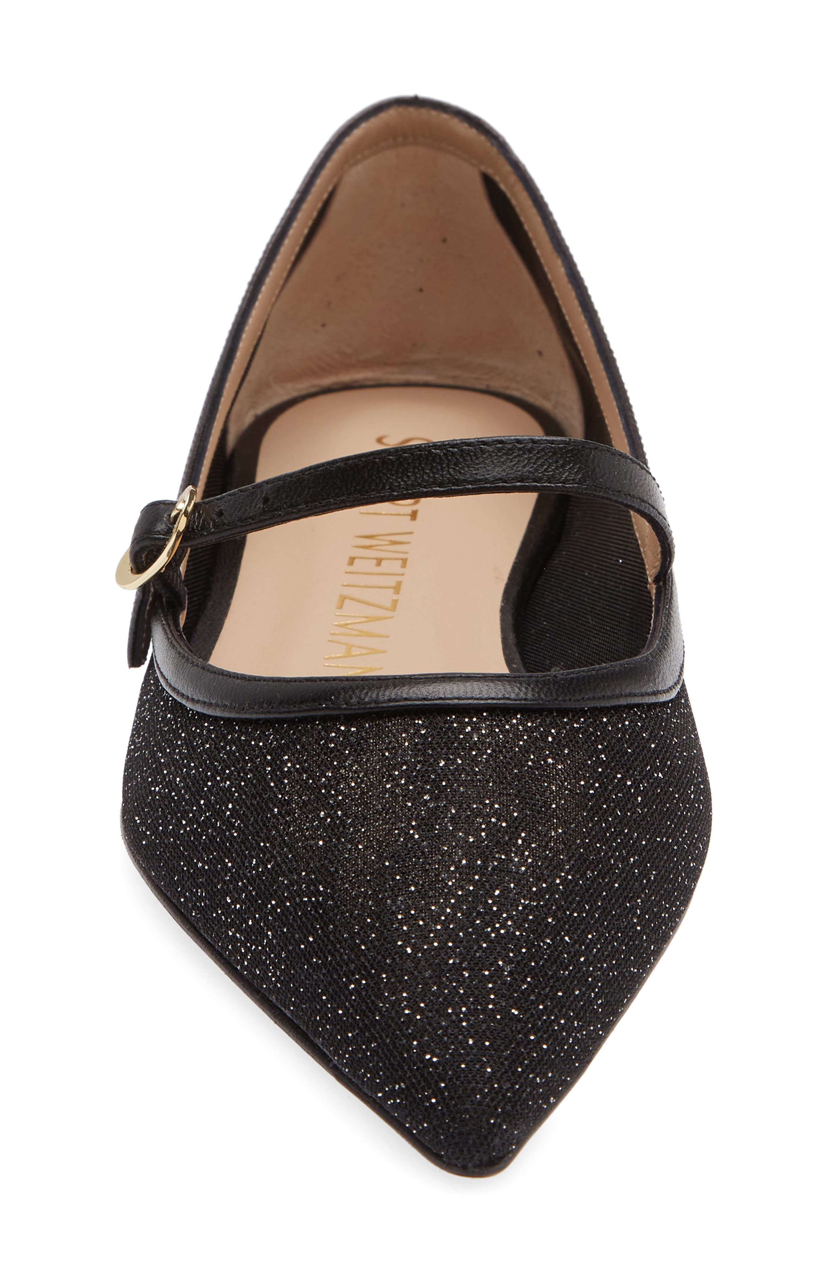 Stuart Weitzman Emilia Mary Jane Flat, Alternate, color, Patent Black
