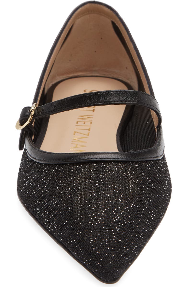 Stuart Weitzman Emilia Mary Jane Flat, Alternate, color, Patent Black