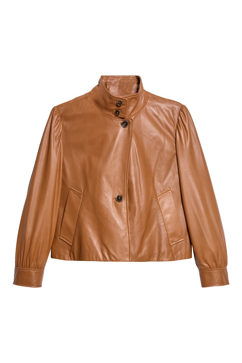 Saletta Leather Jacket, Alternate, color, TOBACCO BROWN