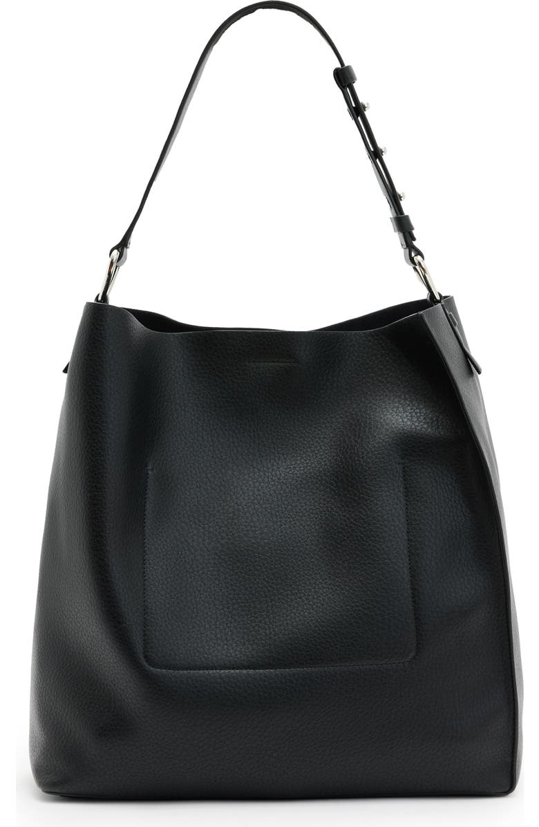 AllSaints Captain N/S Leather Shoulder Bag, Alternate, color, Black