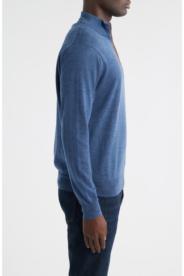 Autumn Crest Merino Wool Blend Quarter Zip Sweater, Alternate, color, BLUE HAZE