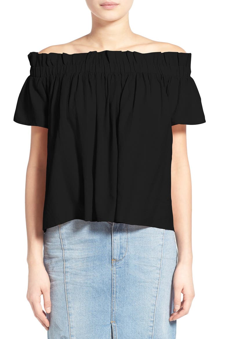 Off-the-Shoulder Blouse, Main, color, BLACK