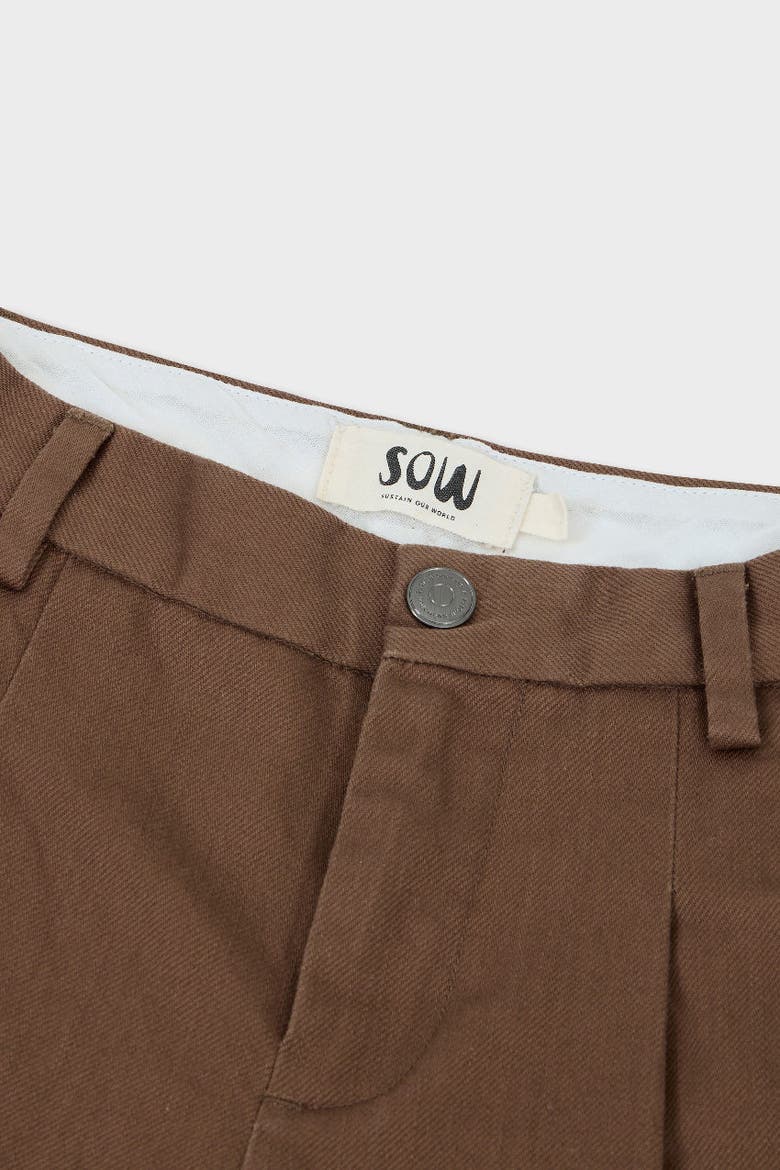 Organic Cotton Wide Leg Double Pleated Pant, Alternate, color, Brown