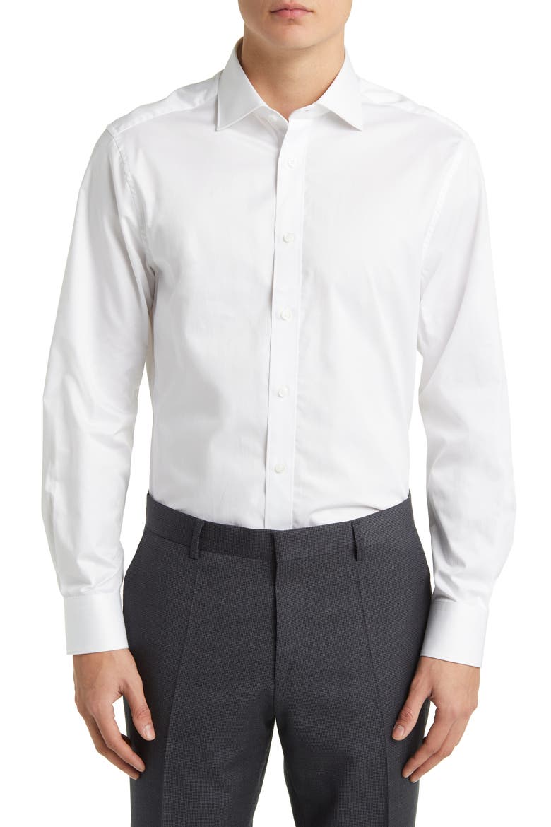 Luxury Twill Slim Fit Shirt Single Cuff, Main, color, WHITE