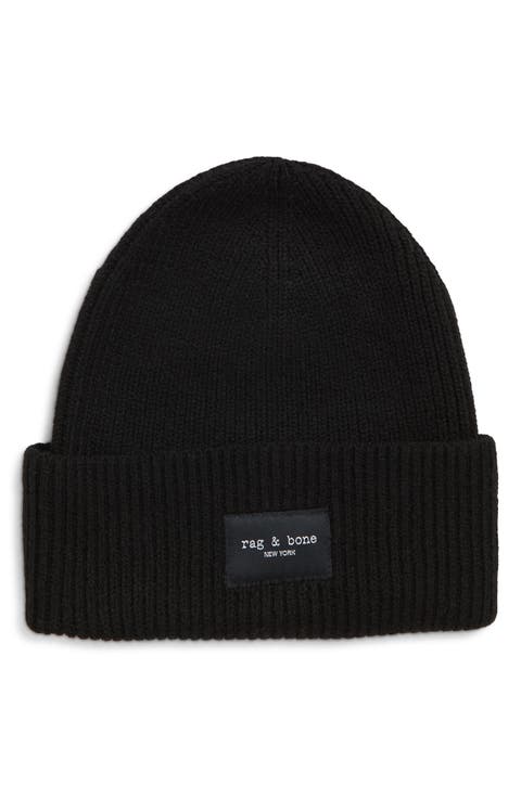 Blake Logo Patch Wool Blend Rib Beanie