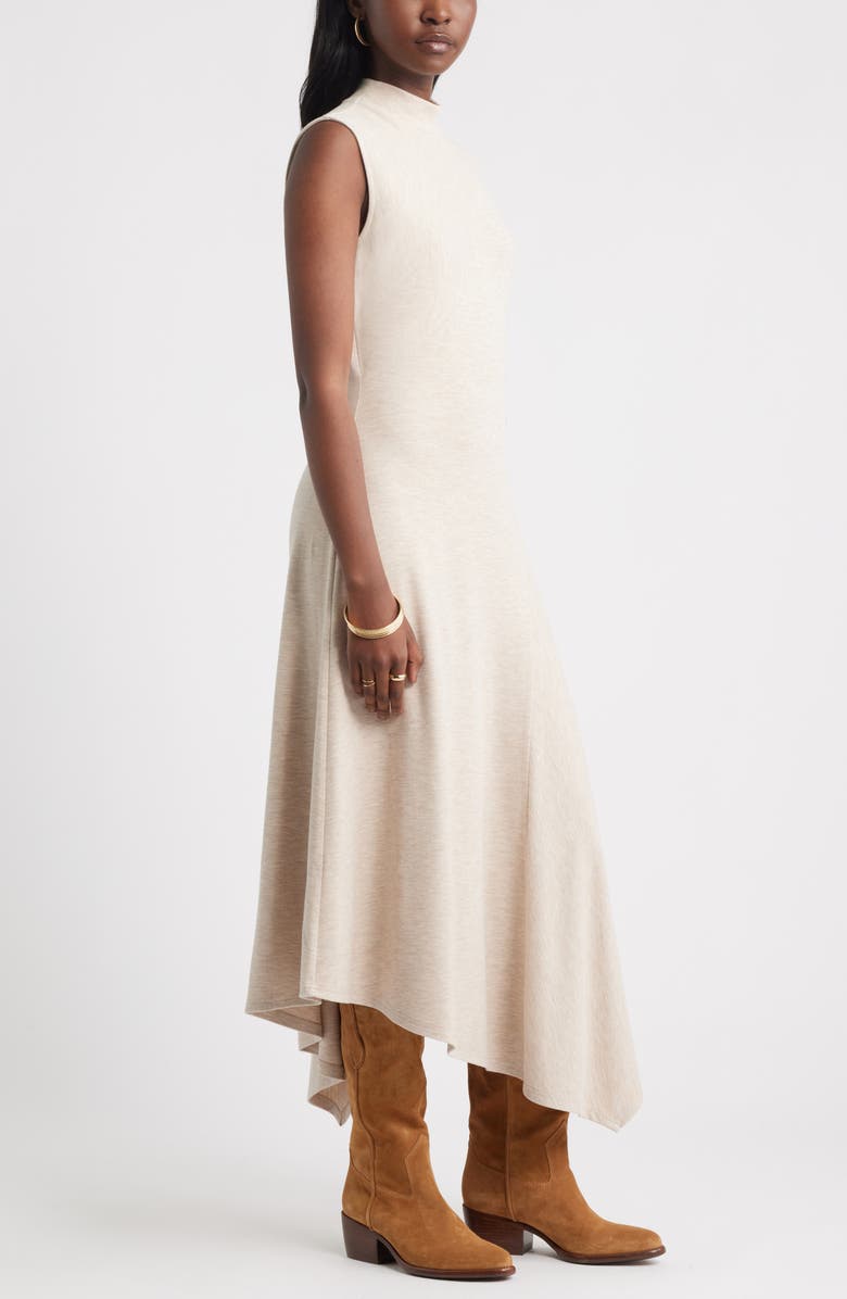 Mock Neck Asymmetrical Maxi Dress
