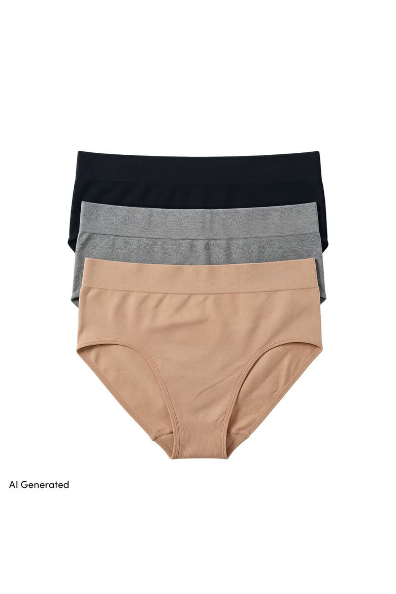 Bikini Brief Cotton Comfort Seamless Basics 3 Pack Panties, Main, color, Clay Bisque Pk