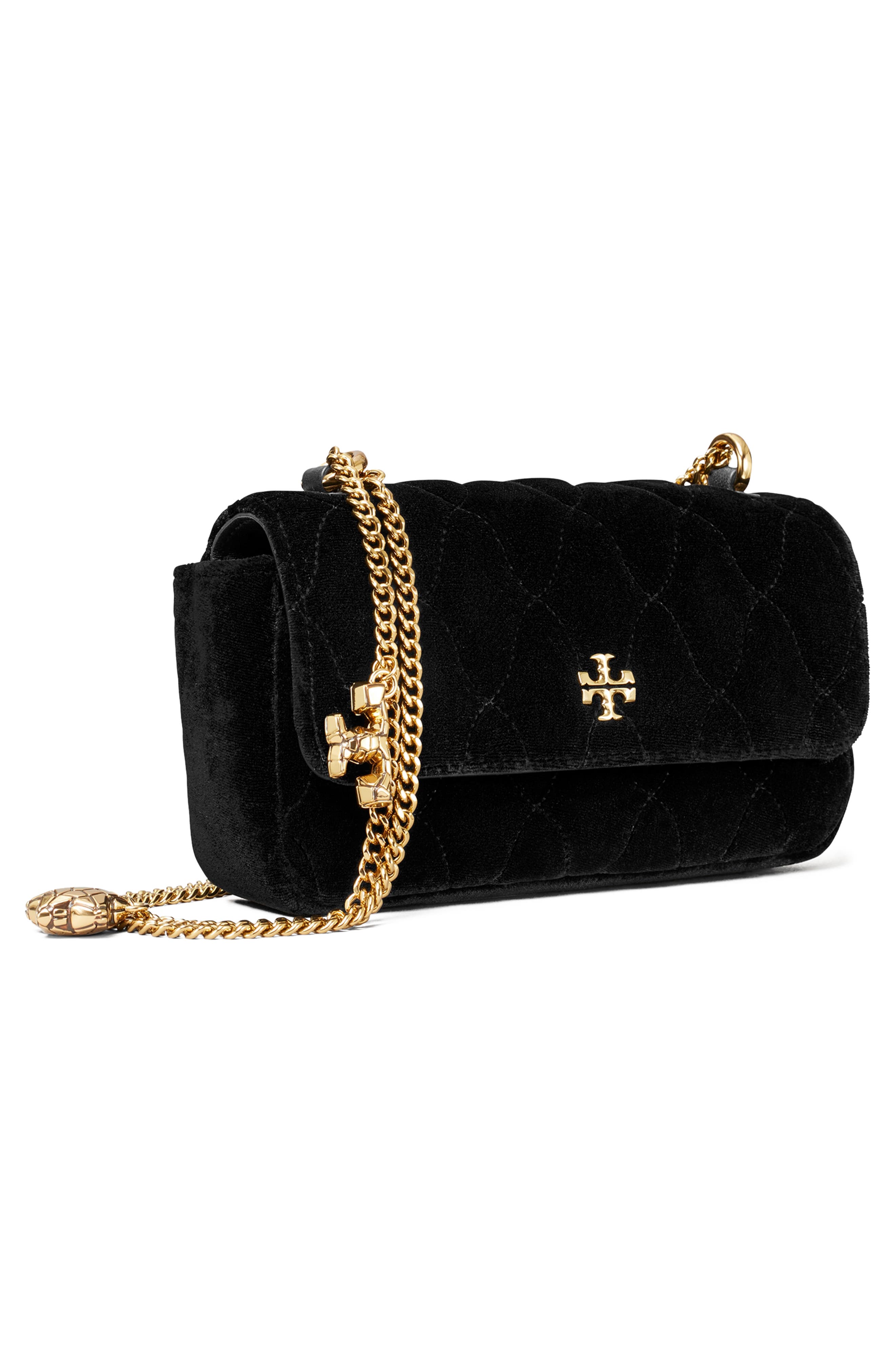 Tory Burch Mini Kira Quilted Velvet Crossbody Bag, Alternate, color, 