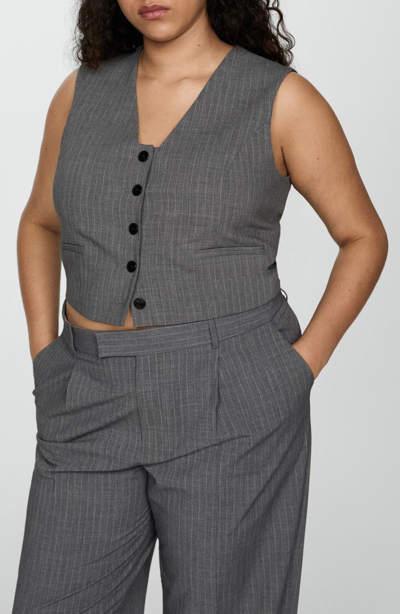 MANGO Pinstripe Suit Vest, Alternate, color,