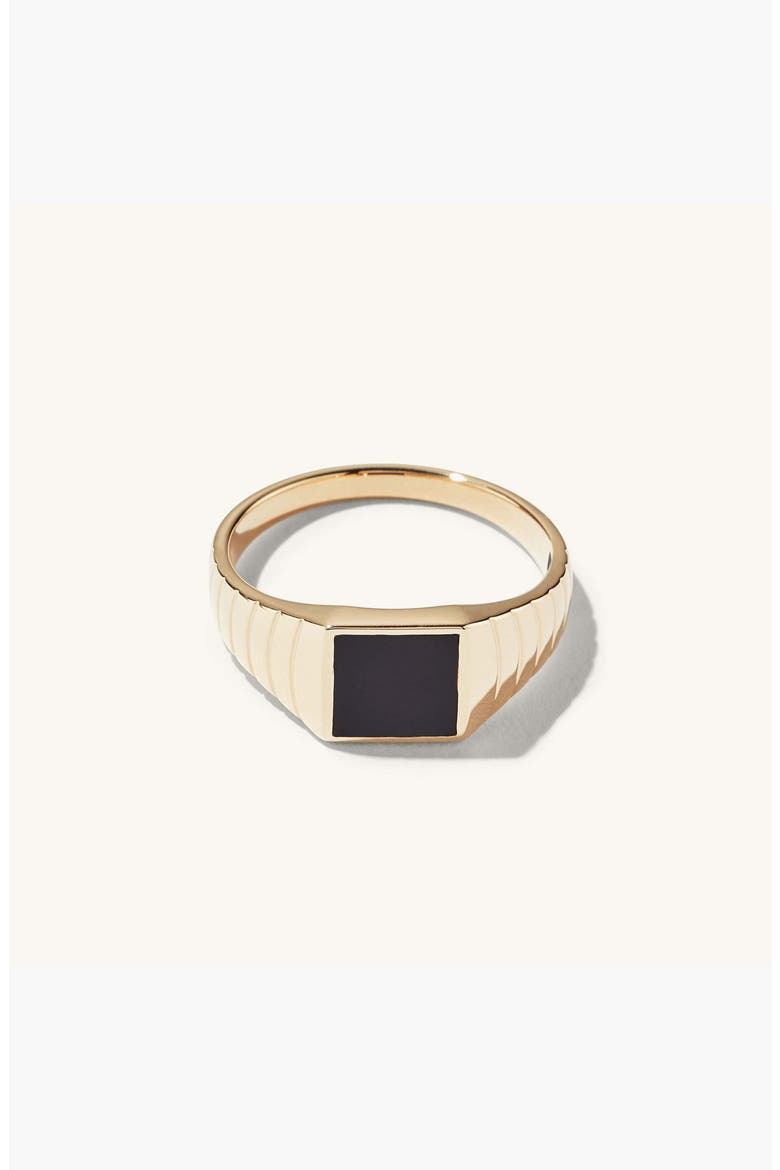 Black Onyx Square Signet Ring, Alternate, color, 14K Yellow Gold