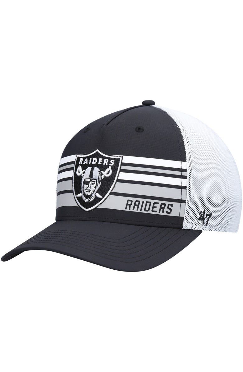 '47 Men's '47 Black/White Las Vegas Raiders Altitude II MVP Trucker Snapback Hat, Main, color, 