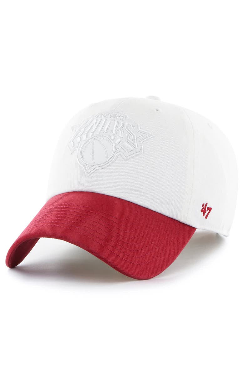 '47 Men's '47 x Tommy Hilfiger White/Red New York Knicks Courtside Cleanup Adjustable Hat, Alternate, color, 