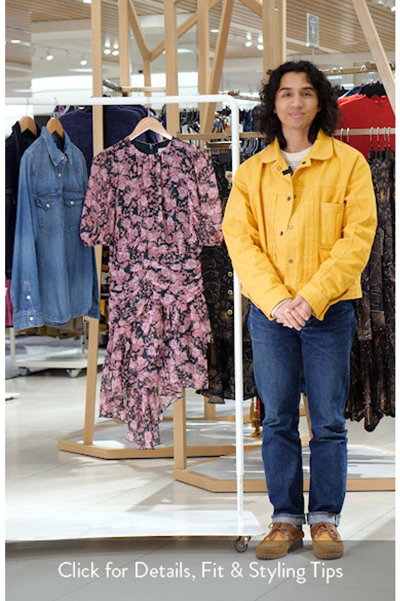 Floral Asymmetric Ruffle Chiffon Dress video