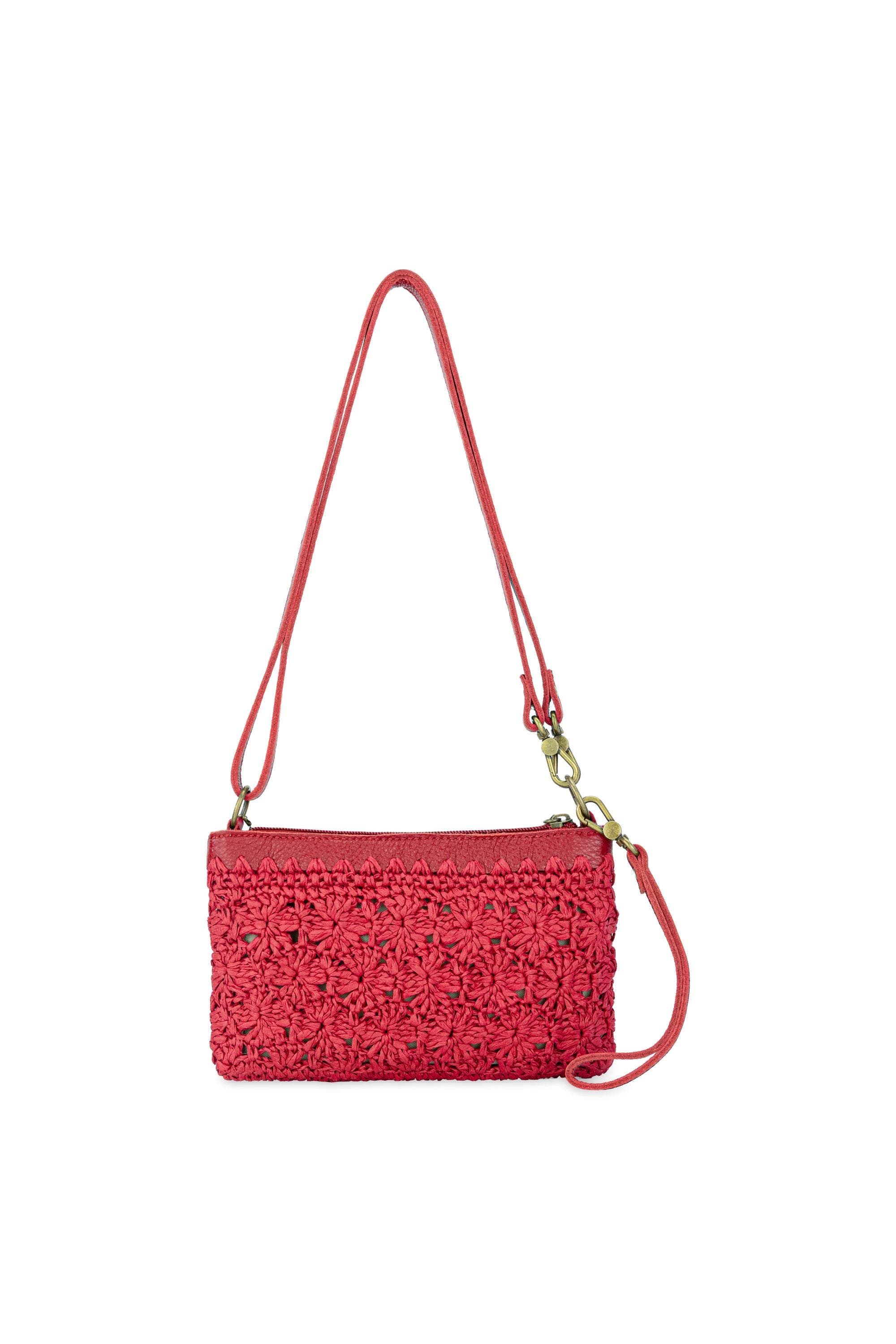 The Sak Vita Hand Crochet Crossbody Wristlet, Alternate, color, Scarlet Primrose Straw