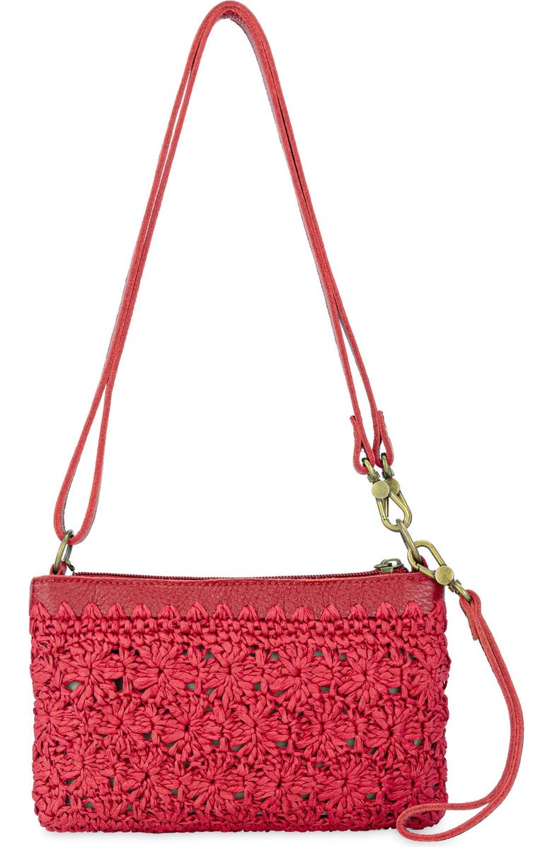 The Sak Vita Hand Crochet Crossbody Wristlet, Alternate, color, Scarlet Primrose Straw