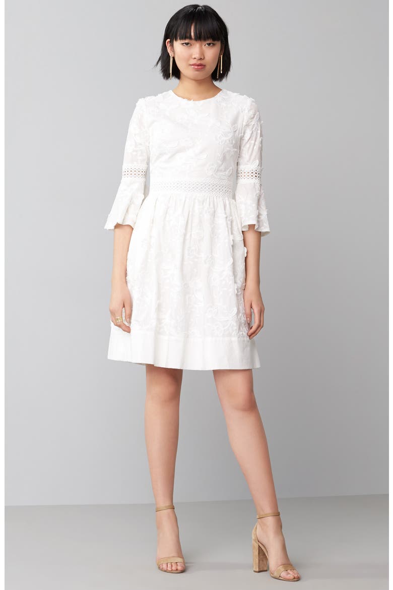 Fit & Flare Dress, Main, color, WHITE