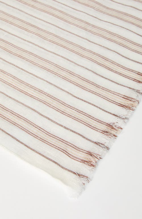 Brunello Cucinelli Striped Scarf In Beige
