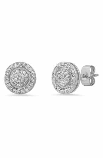 HMY JEWELRY Round Pave Simulated Diamond Stud Earrings