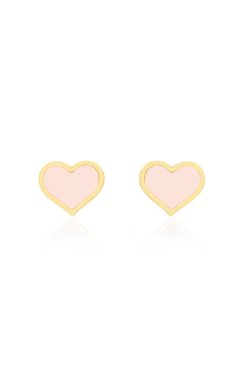 Large Pink Pearl Heart Stud Earrings, Alternate, color, Pink Pearl