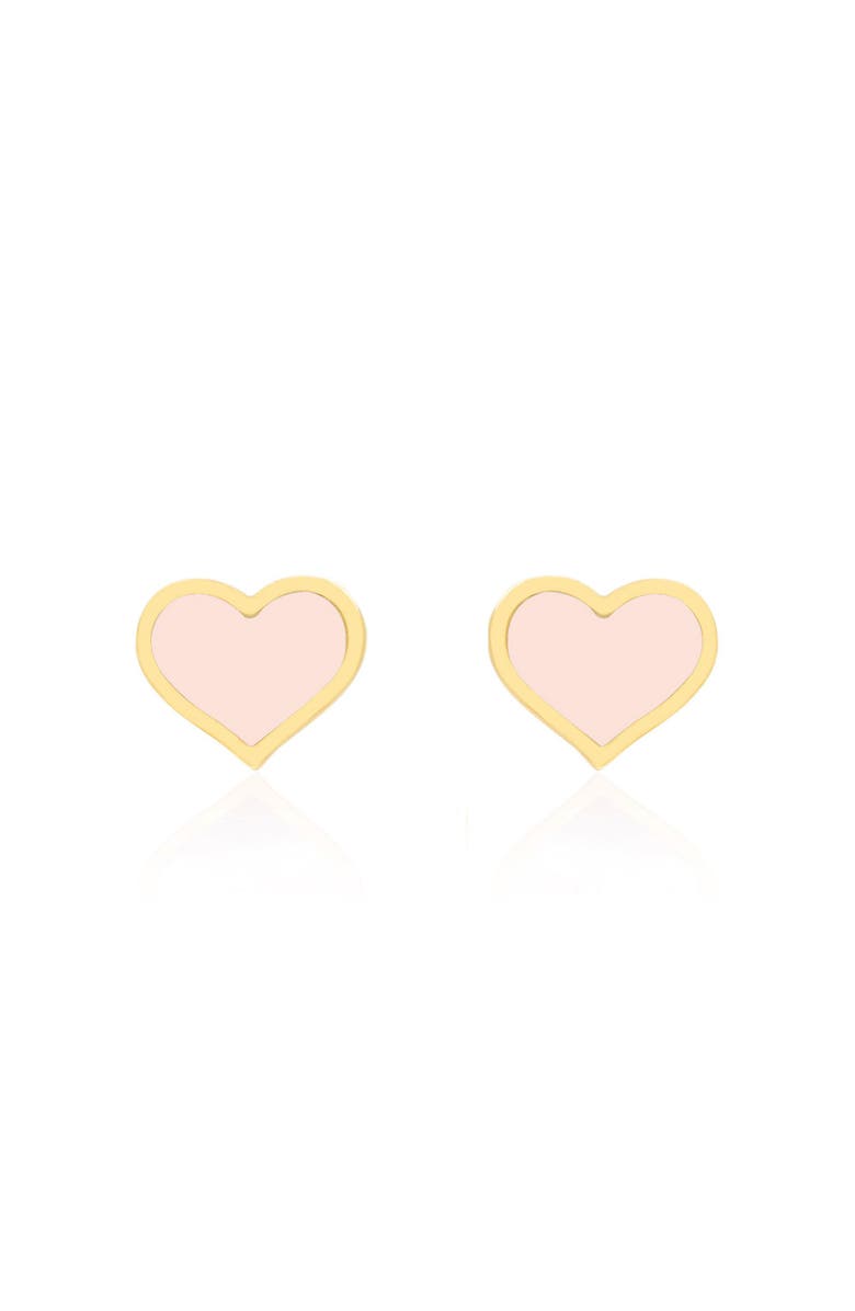 The Lovery Fine Jewelry Large Pink Pearl Heart Stud Earrings, Alternate, color, Pink Pearl