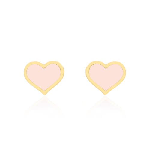 The Lovery Fine Jewelry Large Pink Pearl Heart Stud Earrings In Pink