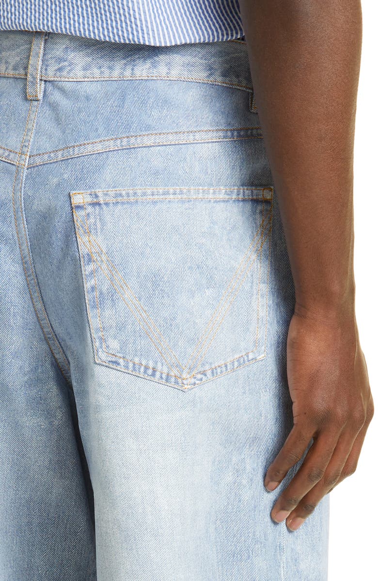 Bottega Veneta Denim Print Leather Jeans, Alternate, color, Light Blue