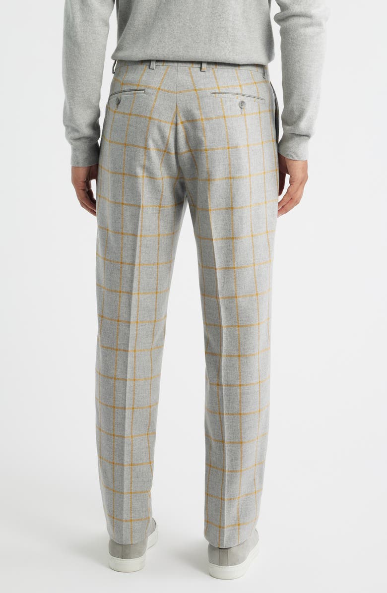 Berle Country Windowpane Check Wool & Cashmere Dress Pants, Alternate, color, Med Grey