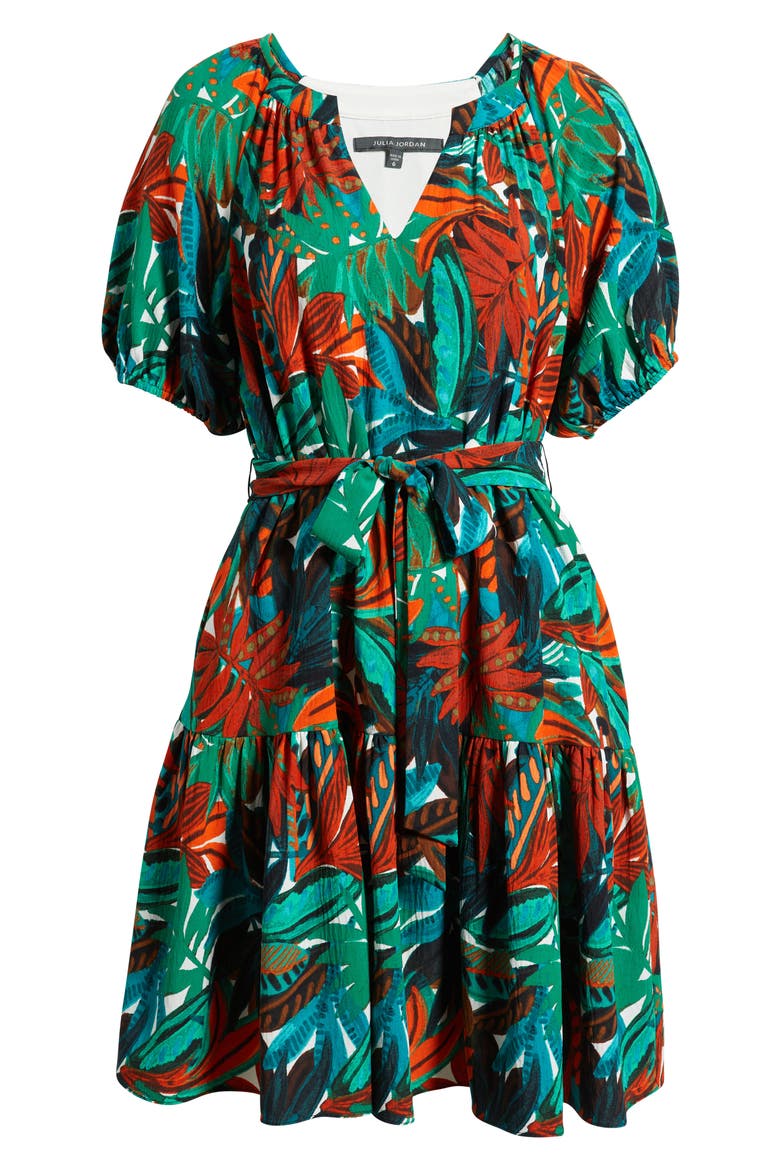 Botanical Print A-Line Dress, Alternate, color, GREEN MULTI