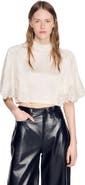 SANDRO Satin cape-effect crop top