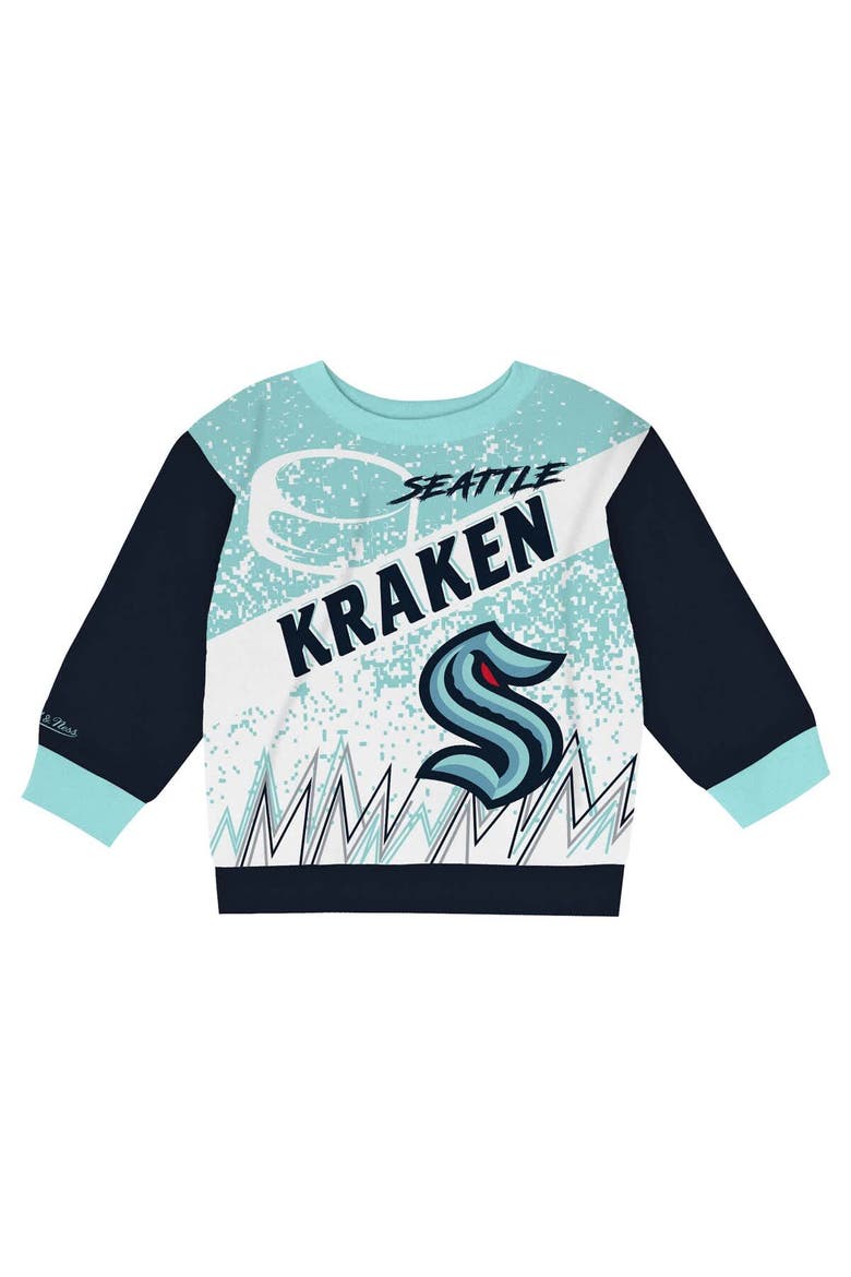 Toddler Mitchell & Ness Seattle Kraken Two-Piece Oversized Block Buster Fleece Sweatshirt & Pants SetSet, Alternate, color, Navy